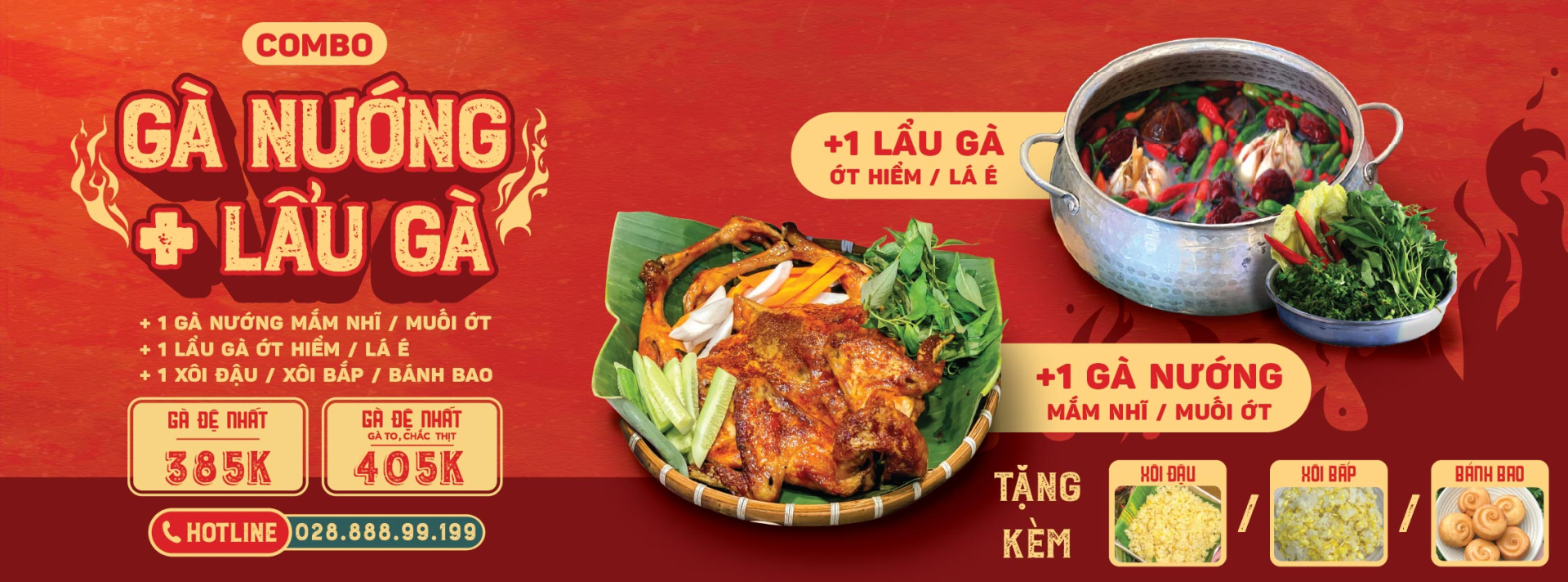Combo Gà Nướng Lẩu Gà 